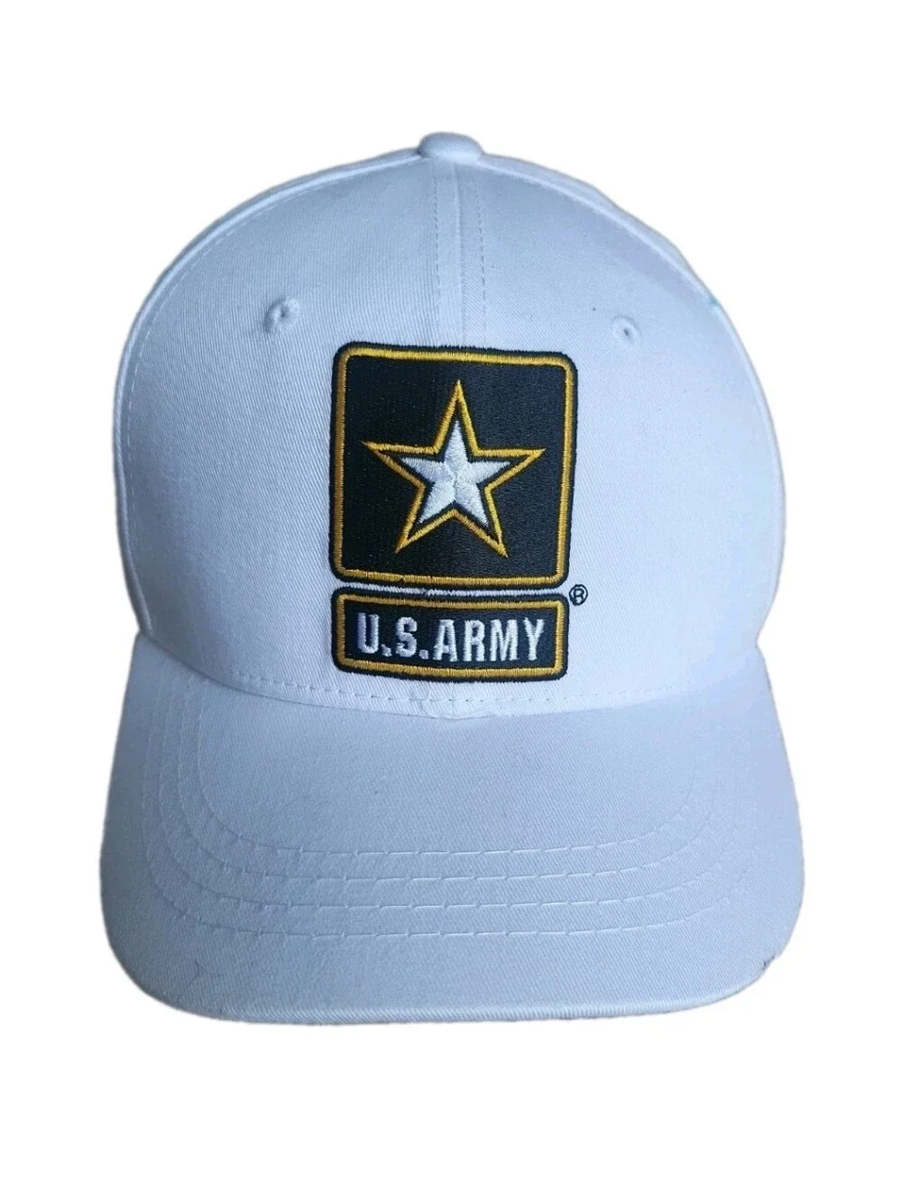 Official Licensed US Army Hat Baseball Cap White Embroidered Adjustable Star